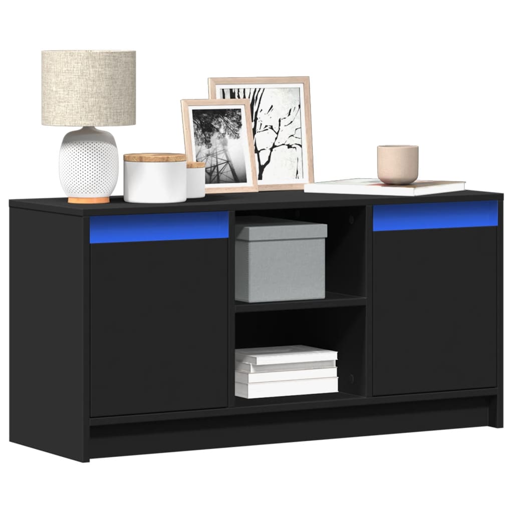 Modern Wooden 40 Inch TV Tele Stand Unit Cabinet With LED Lights & Storage