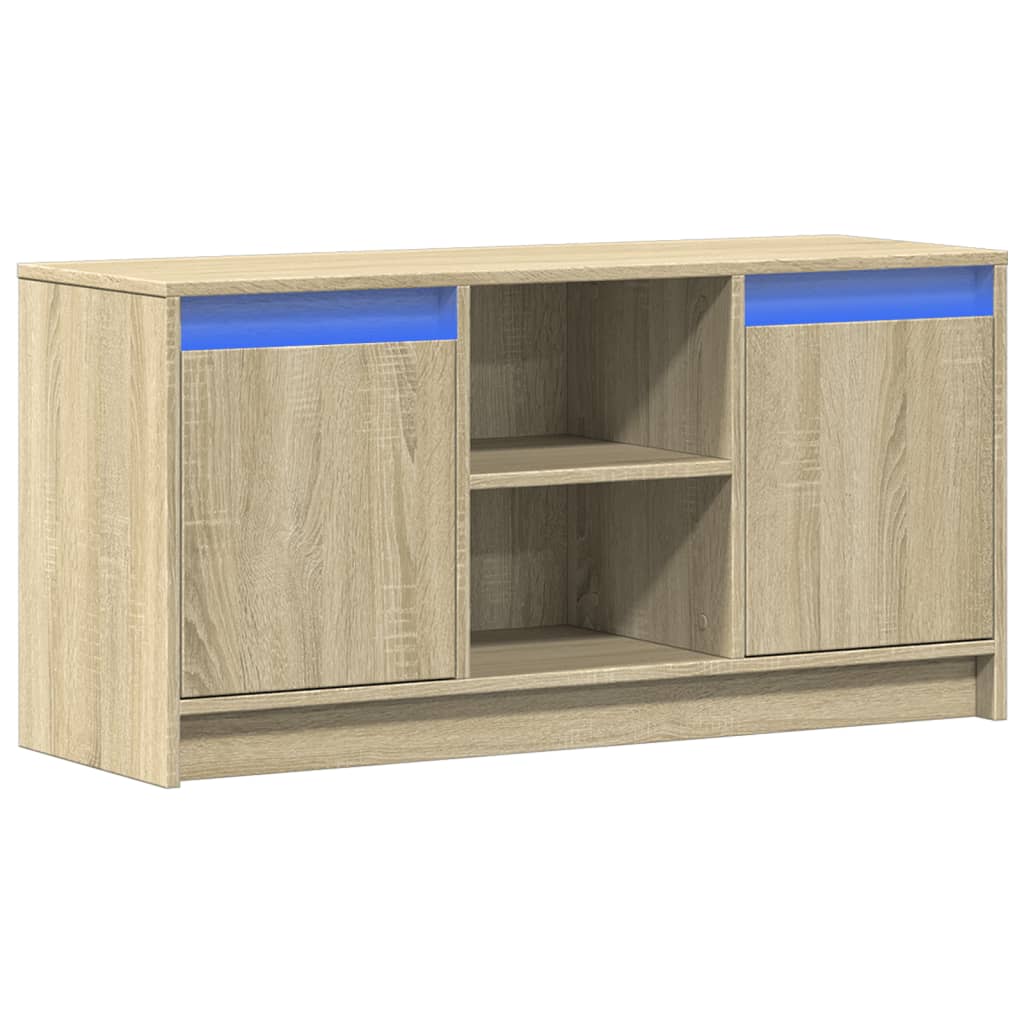 Modern Wooden 40 Inch TV Tele Stand Unit Cabinet With LED Lights & Storage