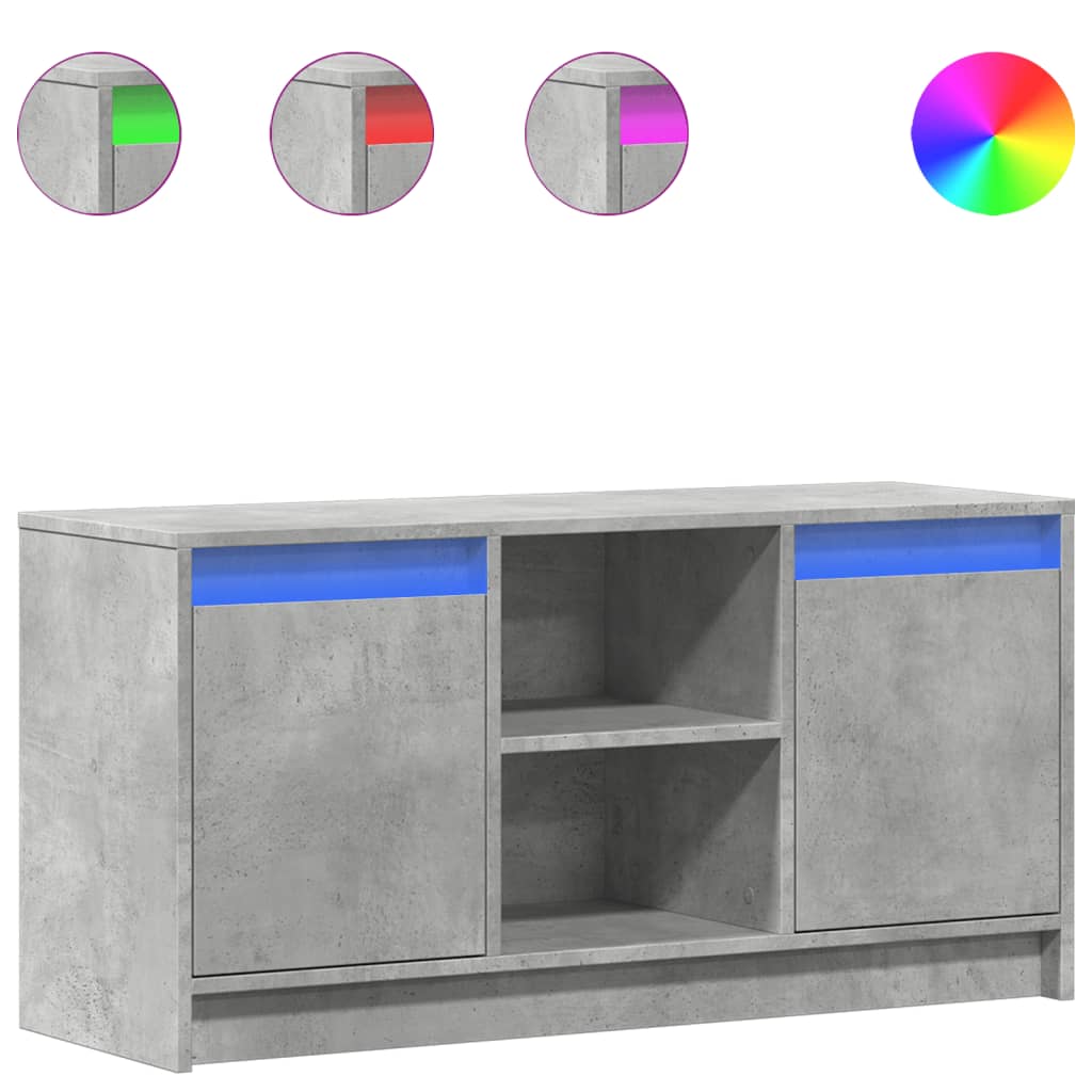 Modern Wooden 40 Inch TV Tele Stand Unit Cabinet With LED Lights & Storage