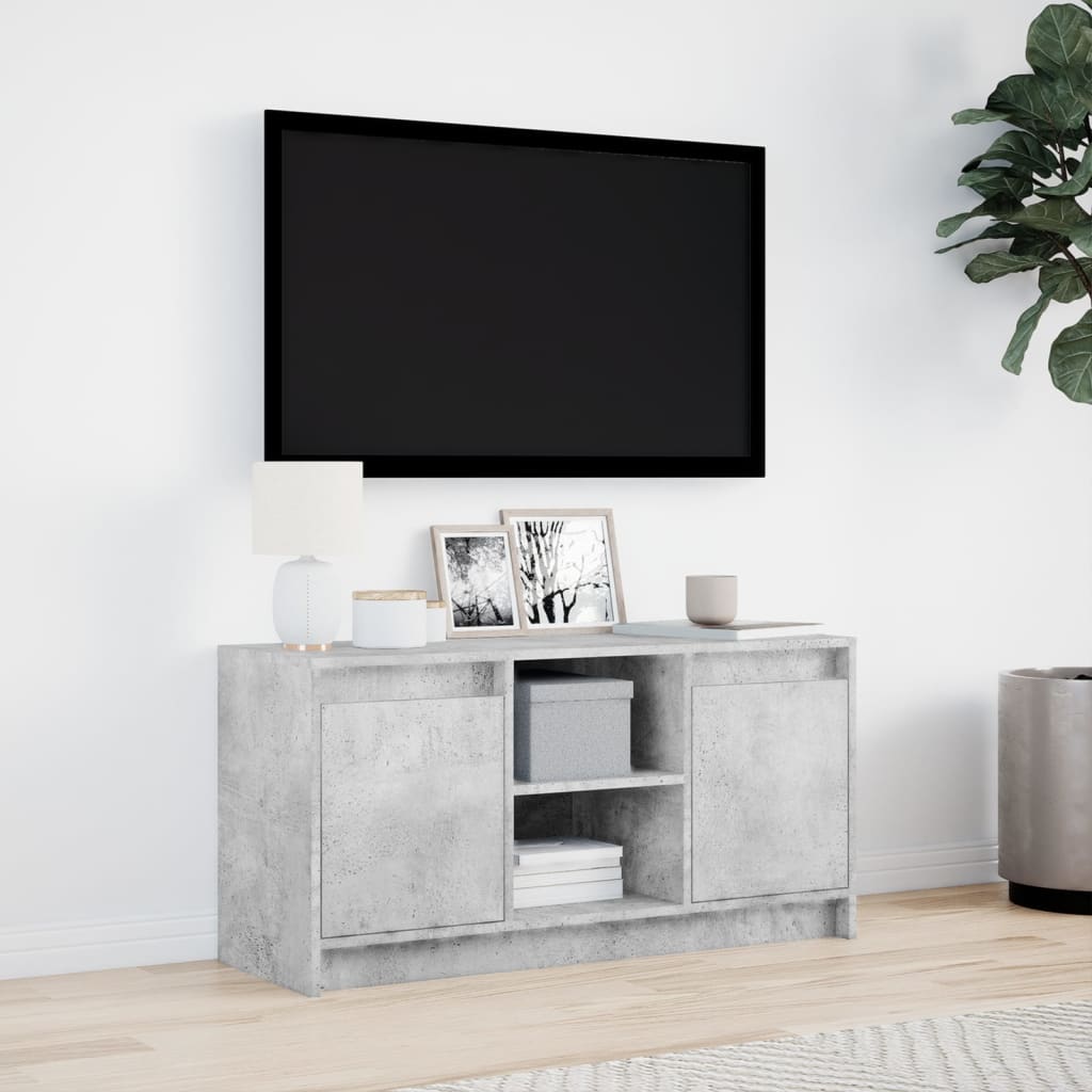 Modern Wooden 40 Inch TV Tele Stand Unit Cabinet With LED Lights & Storage