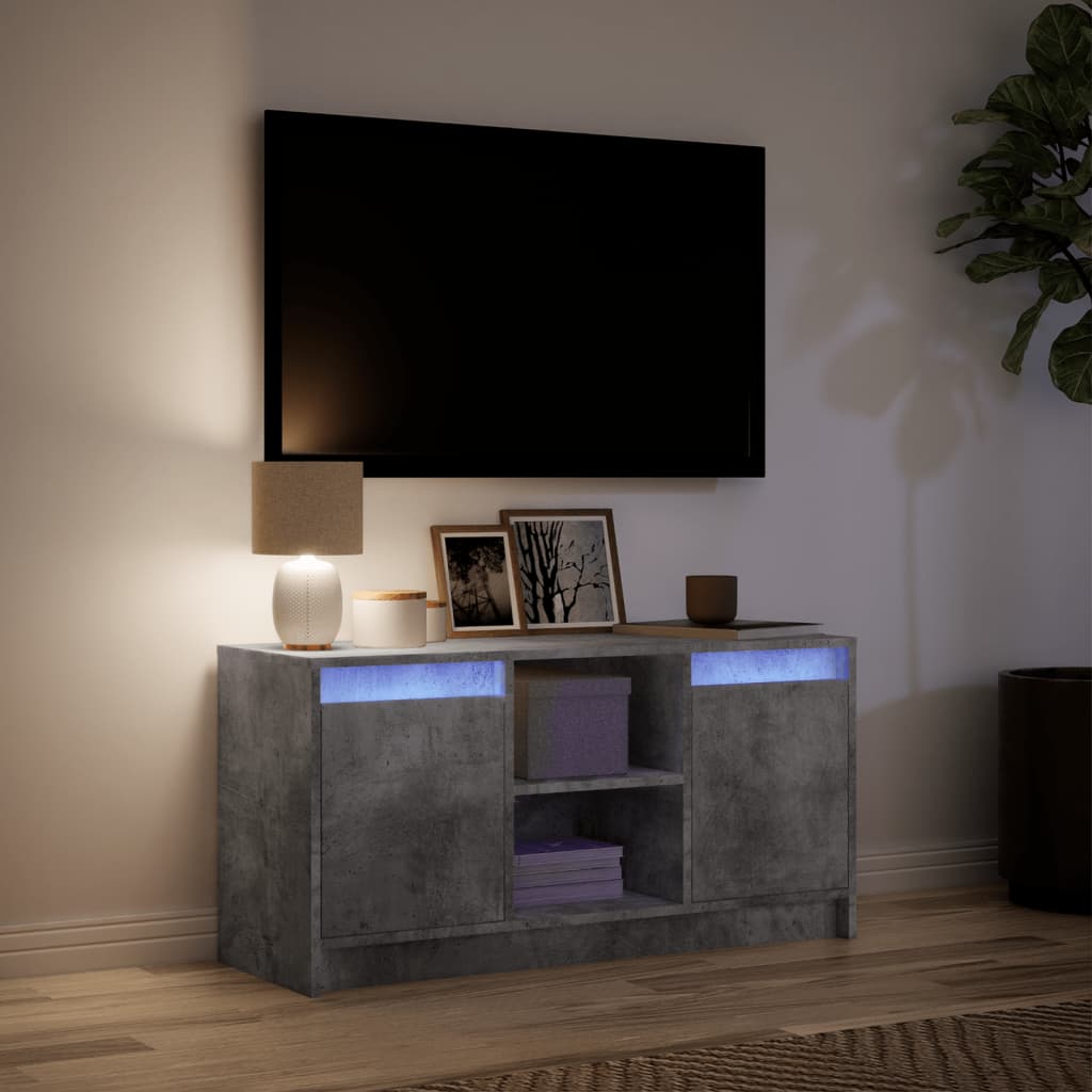 Modern Wooden 40 Inch TV Tele Stand Unit Cabinet With LED Lights & Storage