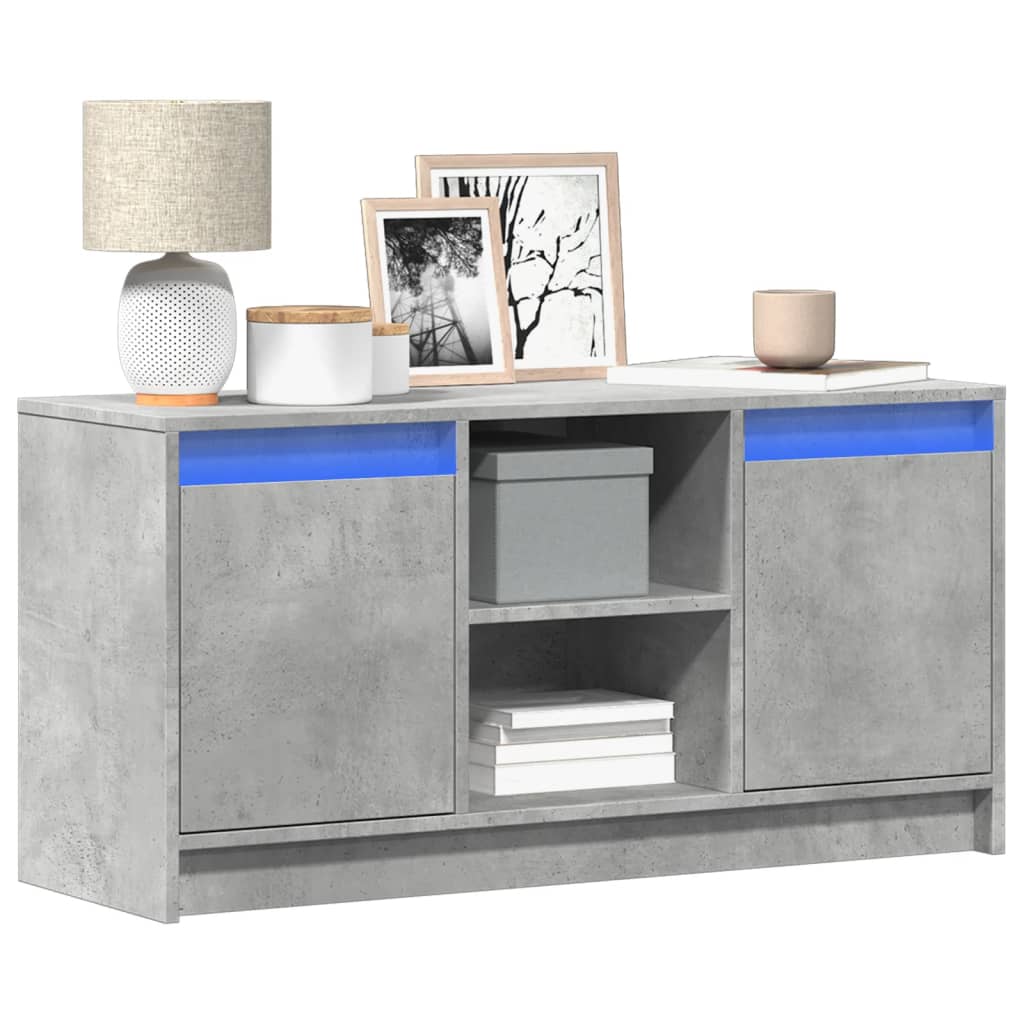 Modern Wooden 40 Inch TV Tele Stand Unit Cabinet With LED Lights & Storage