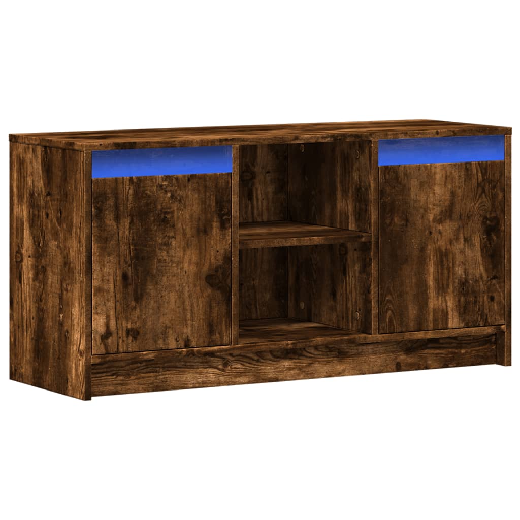 Modern Wooden 40 Inch TV Tele Stand Unit Cabinet With LED Lights & Storage