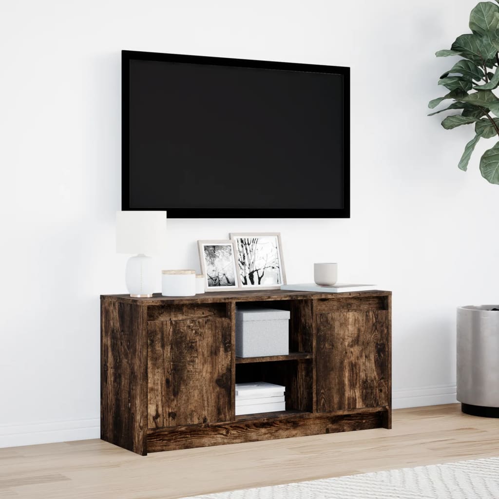 Modern Wooden 40 Inch TV Tele Stand Unit Cabinet With LED Lights & Storage
