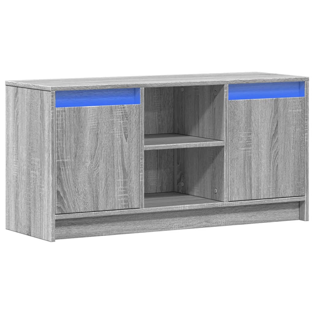Modern Wooden 40 Inch TV Tele Stand Unit Cabinet With LED Lights & Storage