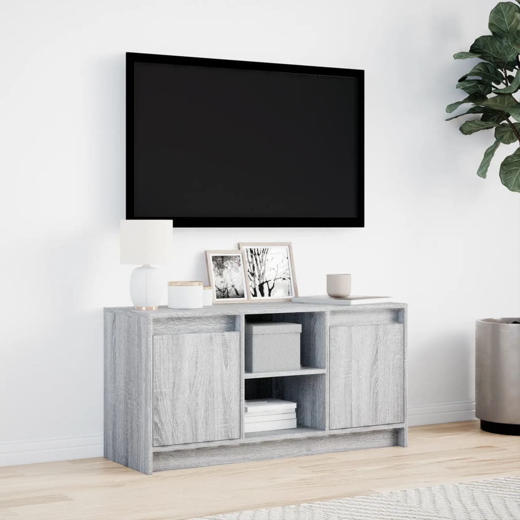 Modern Wooden 40 Inch TV Tele Stand Unit Cabinet With LED Lights & Storage