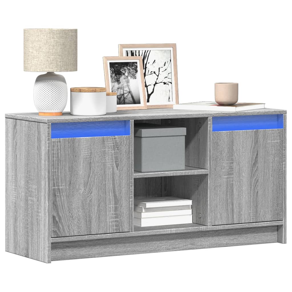 Modern Wooden 40 Inch TV Tele Stand Unit Cabinet With LED Lights & Storage
