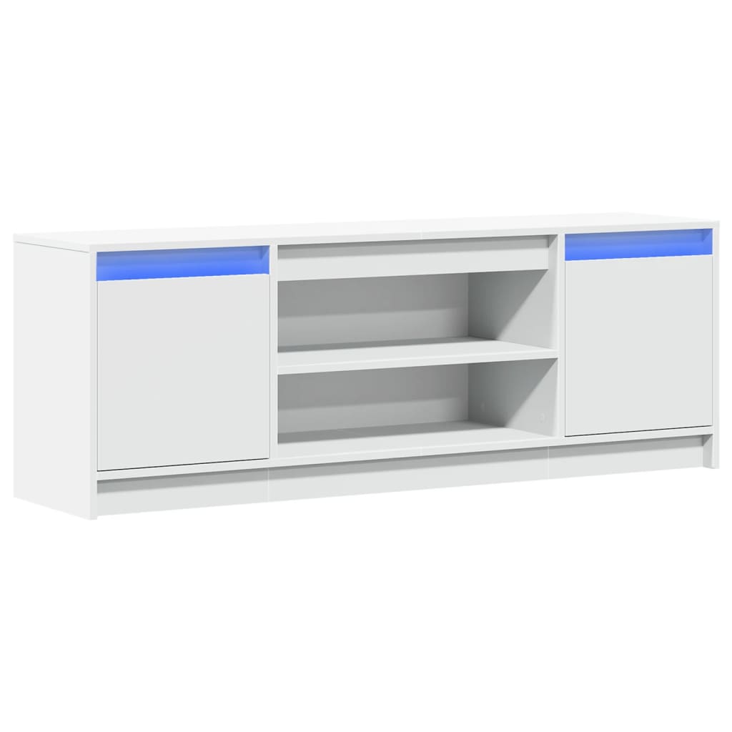 Modern Wooden 55 Inch TV Tele Stand Unit Cabinet With LED Lights & Storage
