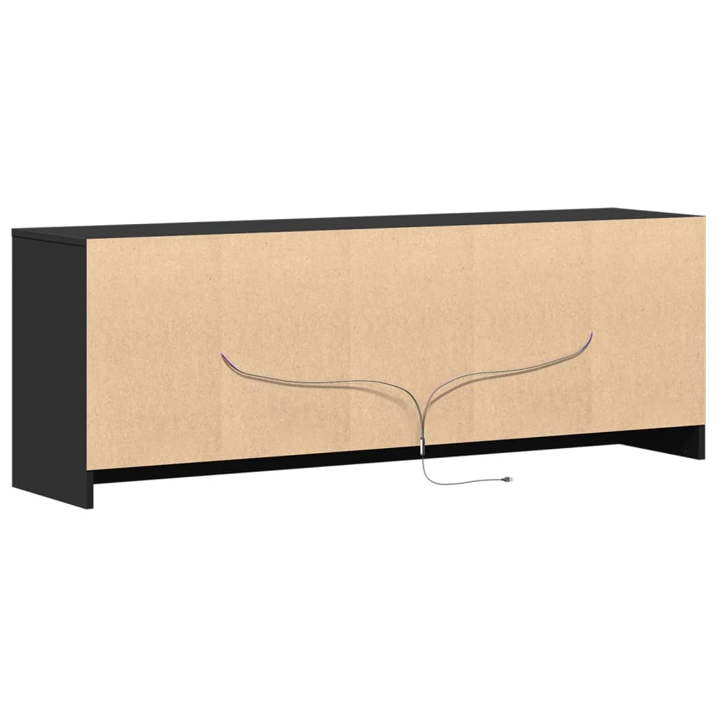 Modern Wooden 55 Inch TV Tele Stand Unit Cabinet With LED Lights & Storage
