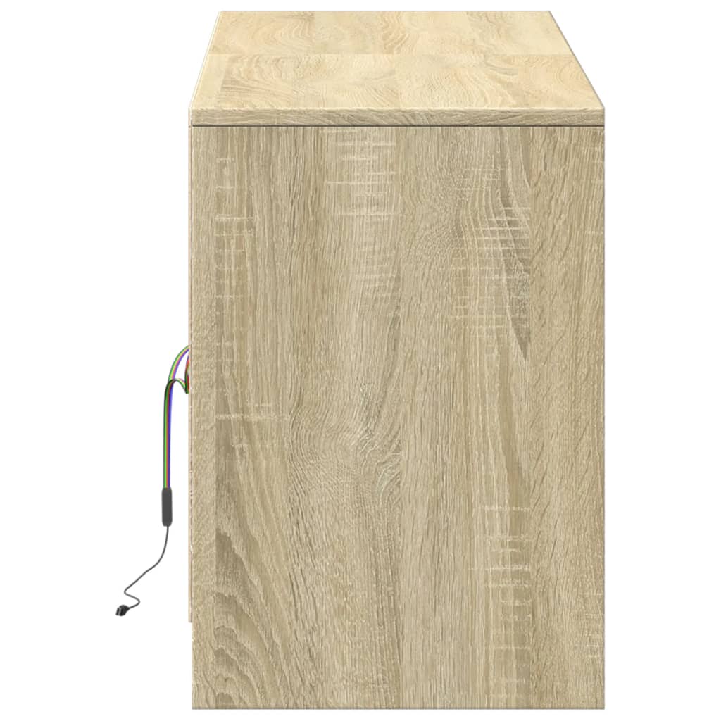 Modern Wooden 55 Inch TV Tele Stand Unit Cabinet With LED Lights & Storage