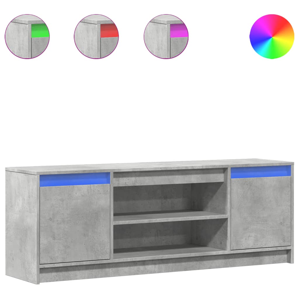 Modern Wooden 55 Inch TV Tele Stand Unit Cabinet With LED Lights & Storage
