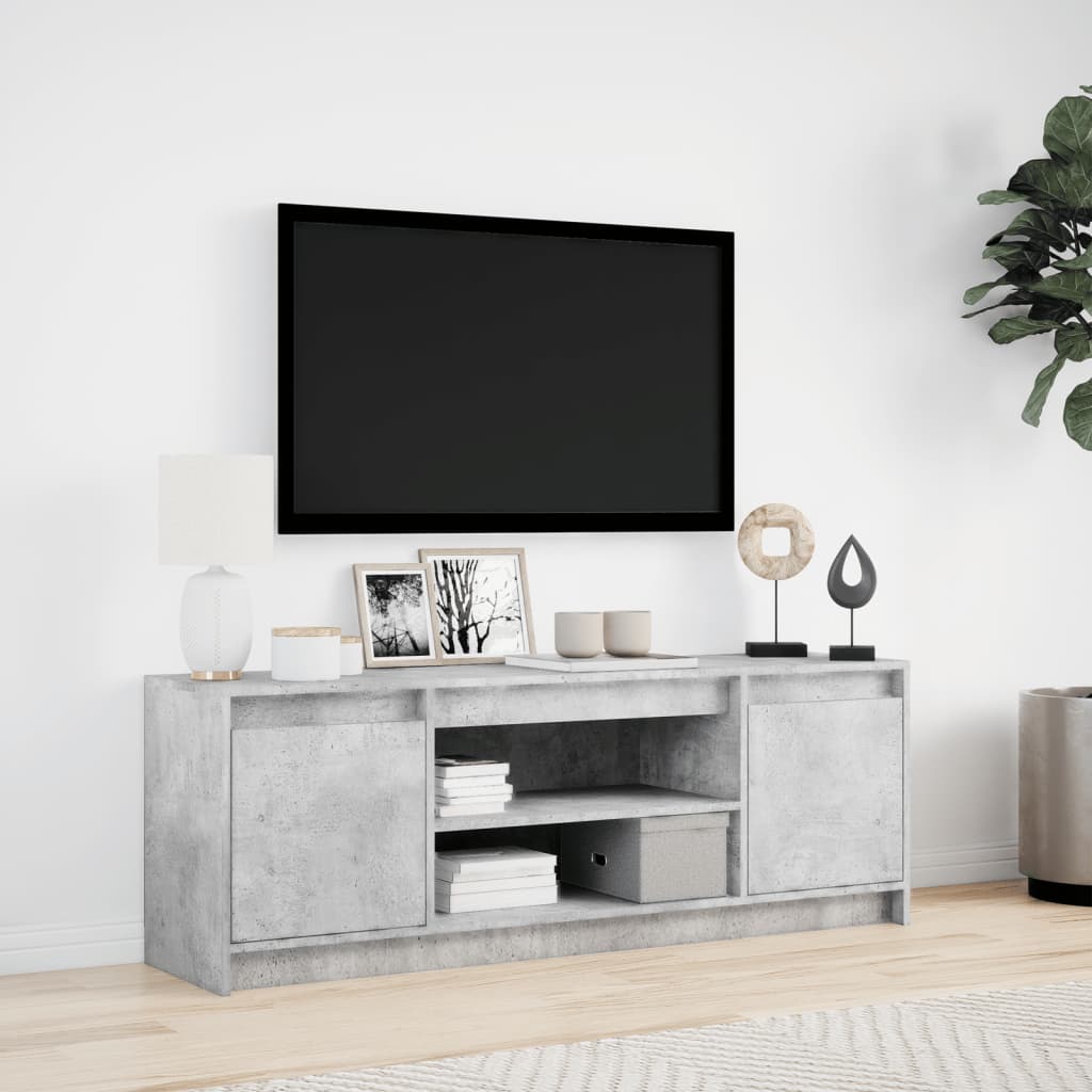 Modern Wooden 55 Inch TV Tele Stand Unit Cabinet With LED Lights & Storage