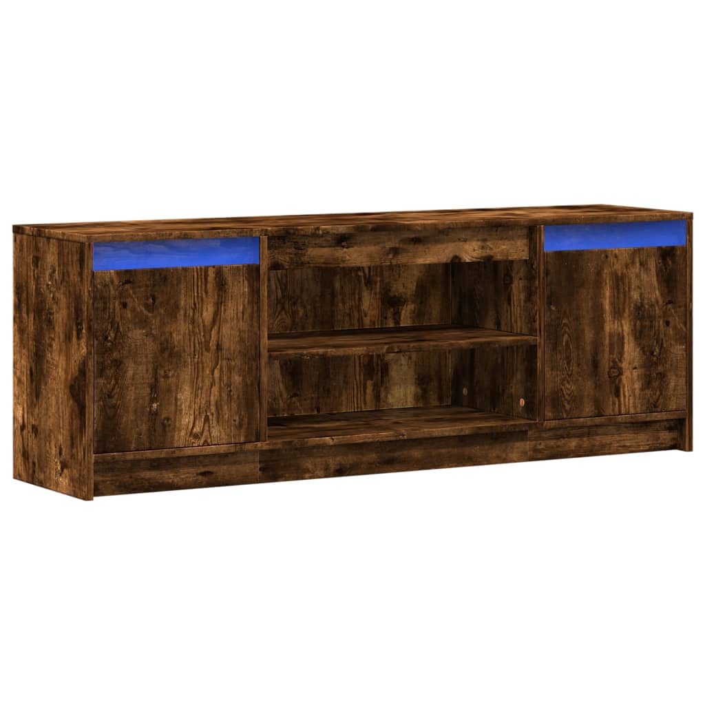 Modern Wooden 55 Inch TV Tele Stand Unit Cabinet With LED Lights & Storage