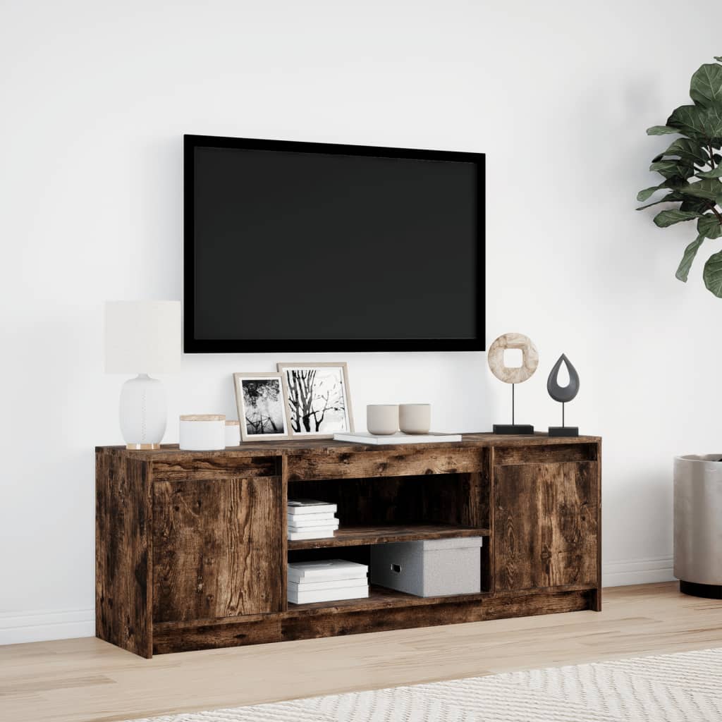 Modern Wooden 55 Inch TV Tele Stand Unit Cabinet With LED Lights & Storage