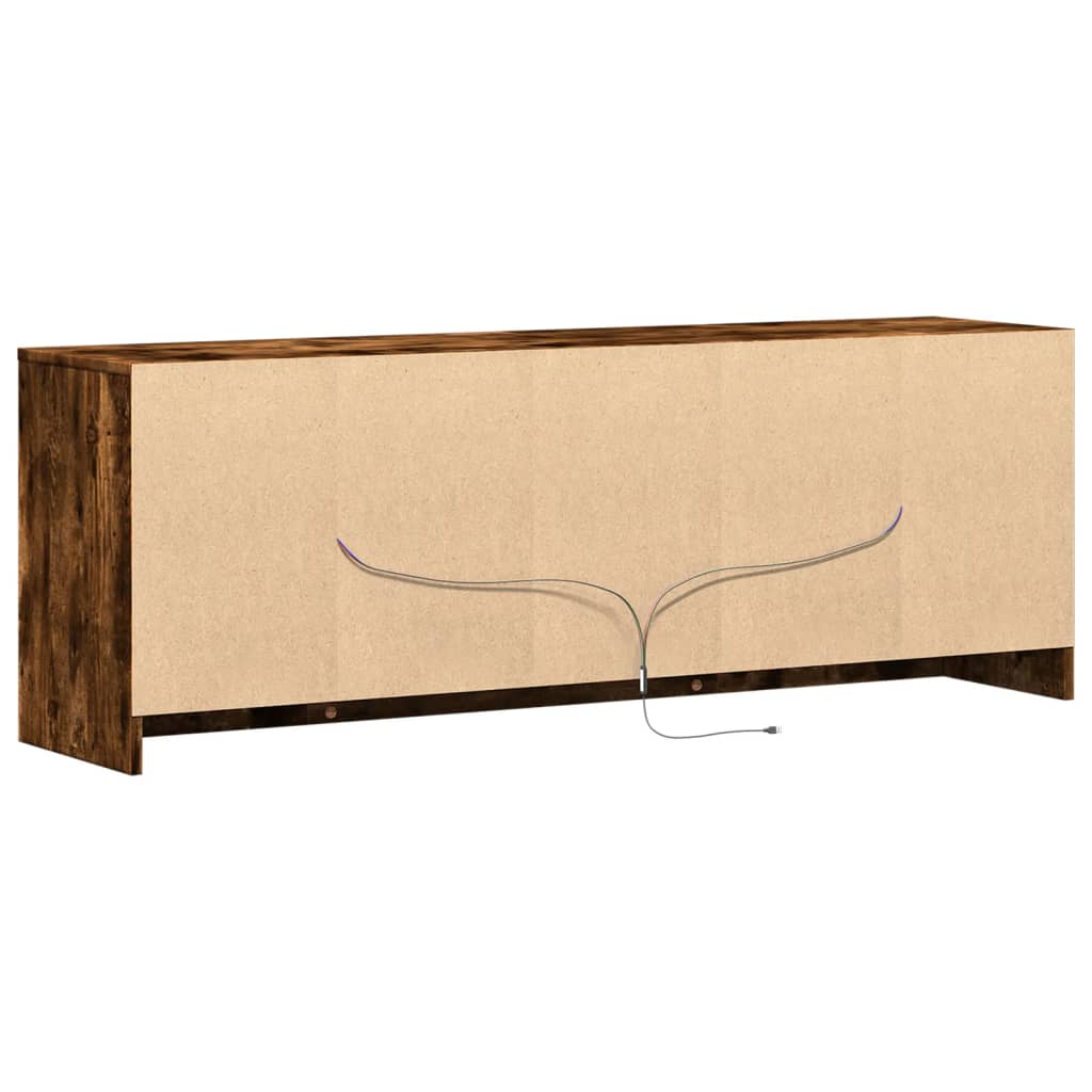 Modern Wooden 55 Inch TV Tele Stand Unit Cabinet With LED Lights & Storage