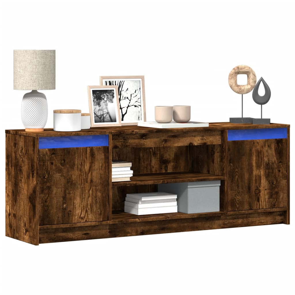 Modern Wooden 55 Inch TV Tele Stand Unit Cabinet With LED Lights & Storage
