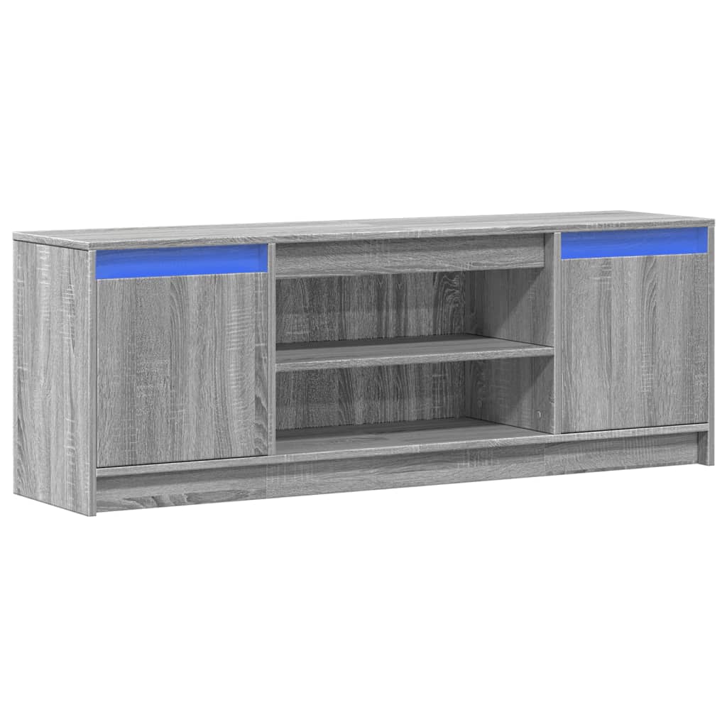 Modern Wooden 55 Inch TV Tele Stand Unit Cabinet With LED Lights & Storage