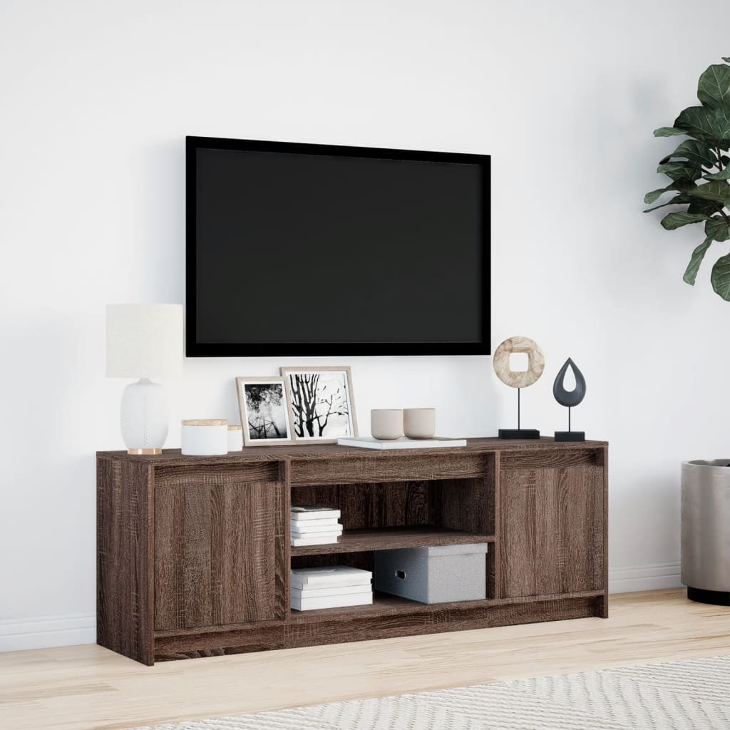 Modern Wooden 55 Inch TV Tele Stand Unit Cabinet With LED Lights & Storage