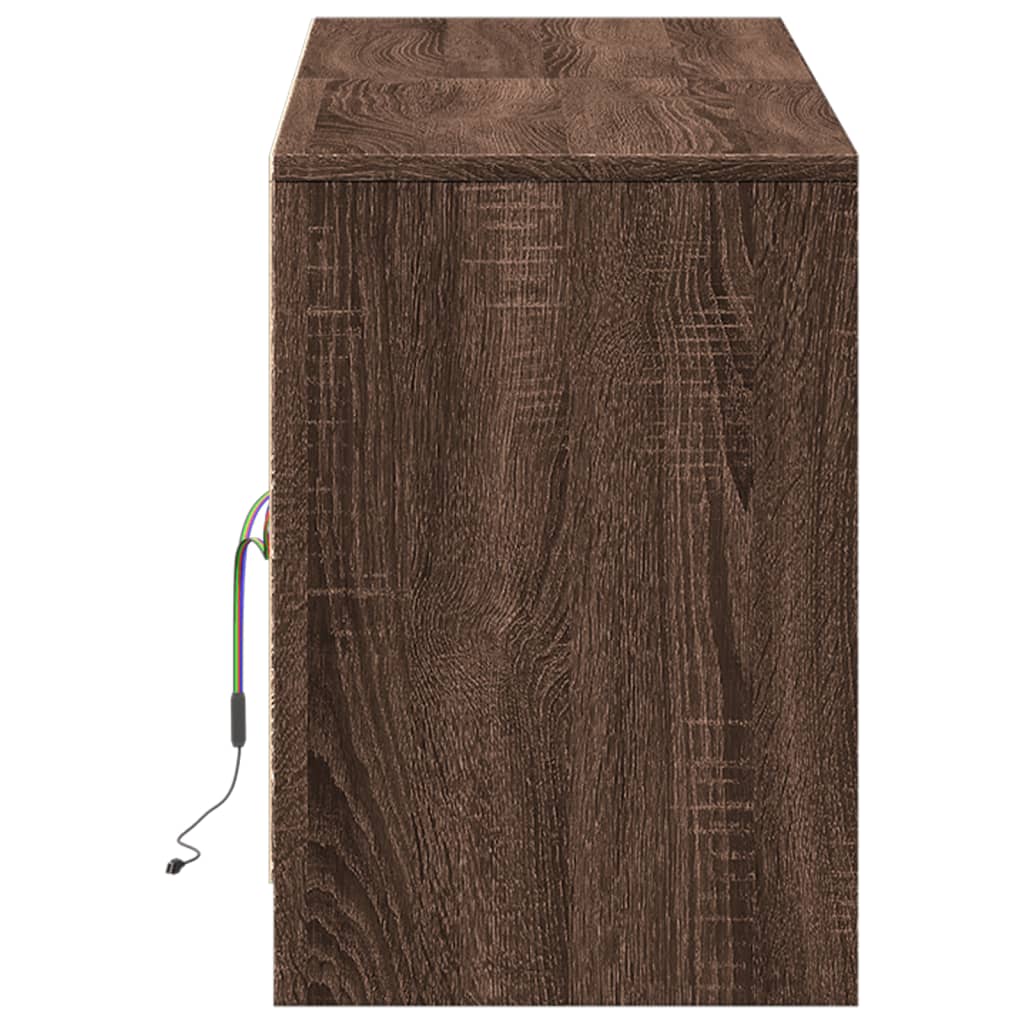 Modern Wooden 55 Inch TV Tele Stand Unit Cabinet With LED Lights & Storage
