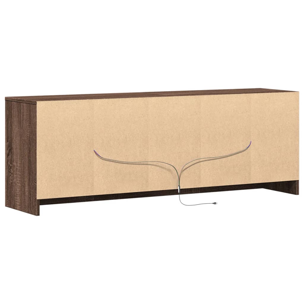 Modern Wooden 55 Inch TV Tele Stand Unit Cabinet With LED Lights & Storage