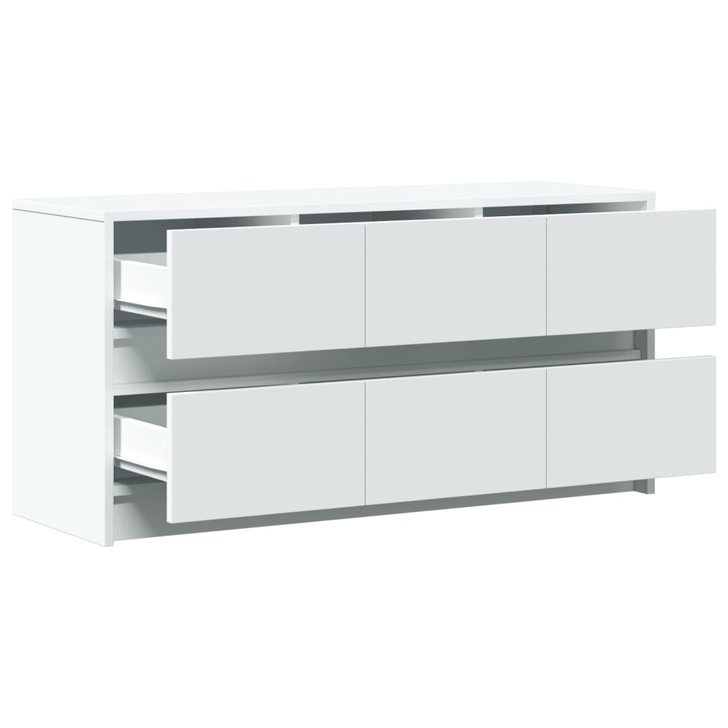 Modern Wooden 40 Inch TV Tele Stand Unit Cabinet With LED Lights & 6 Drawers