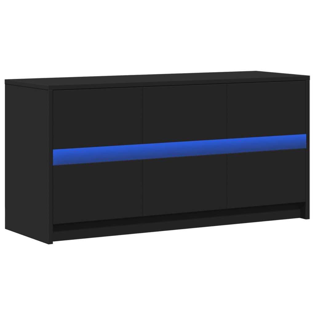Modern Wooden 40 Inch TV Tele Stand Unit Cabinet With LED Lights & 6 Drawers