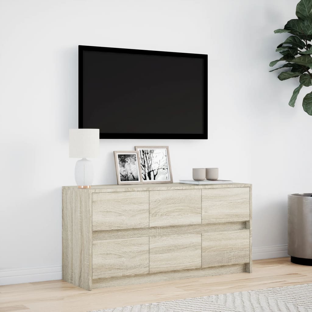 TV Cabinet with LED Sonoma Oak 100x34x50 cm Engineered Wood