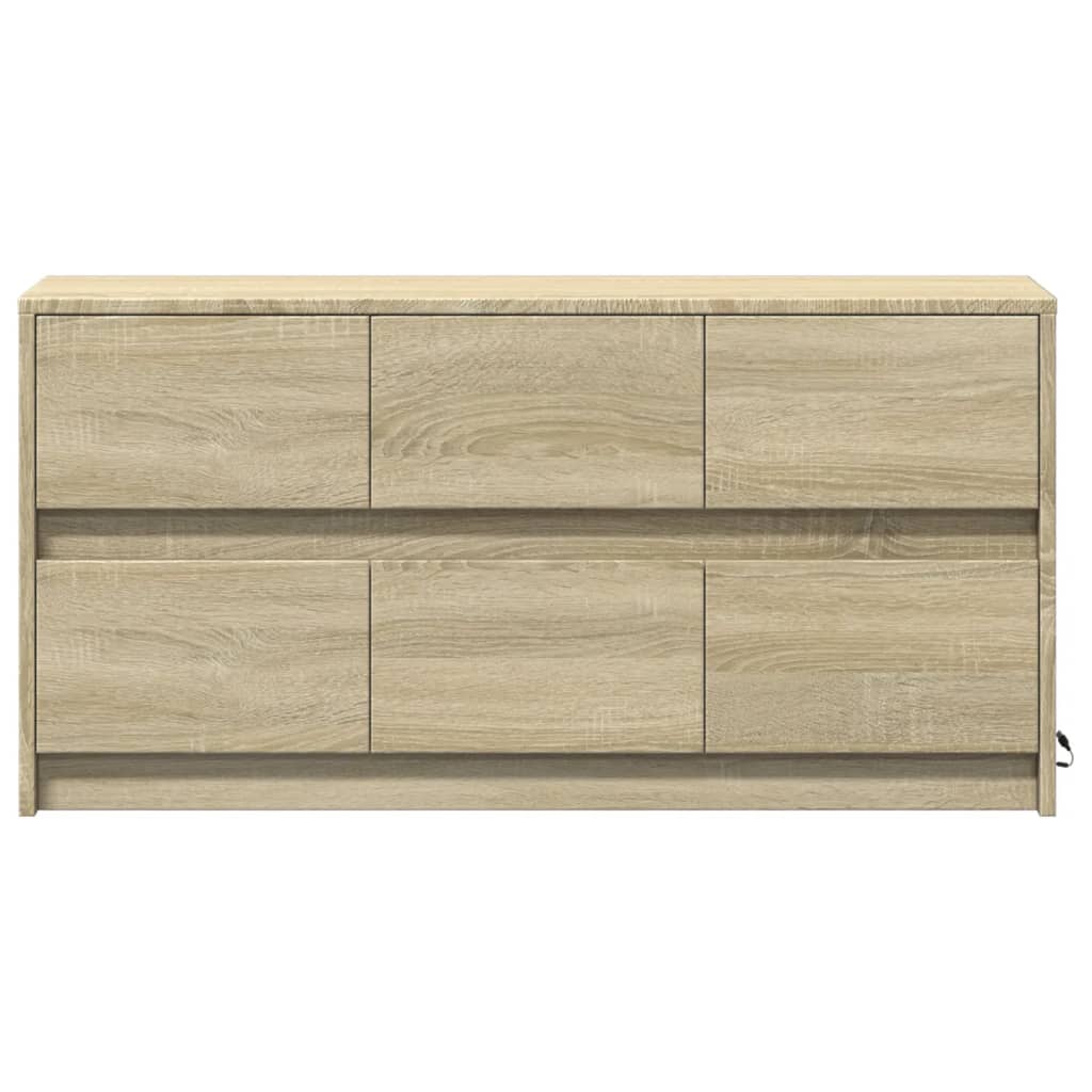 Modern Wooden 40 Inch TV Tele Stand Unit Cabinet With LED Lights & 6 Drawers