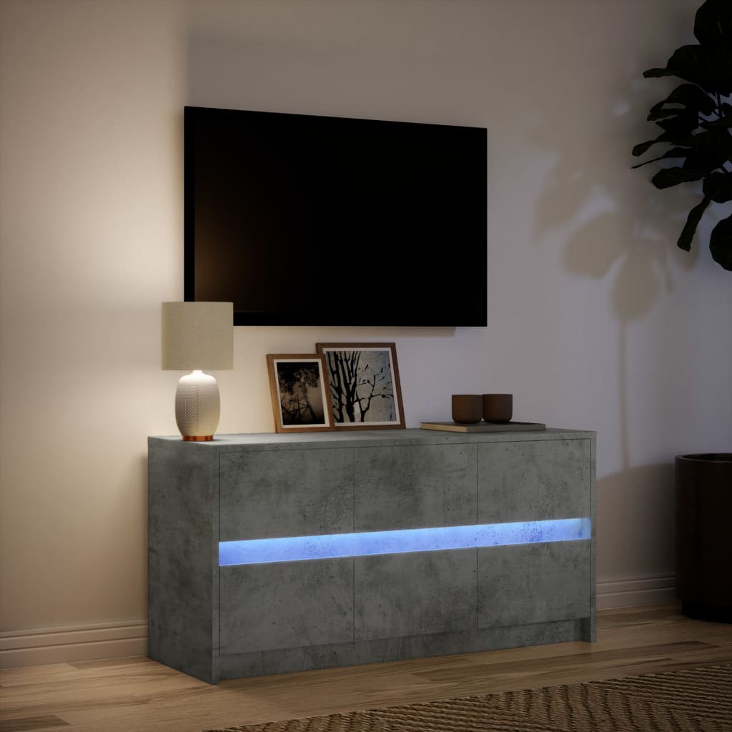 Modern Wooden 40 Inch TV Tele Stand Unit Cabinet With LED Lights & 6 Drawers