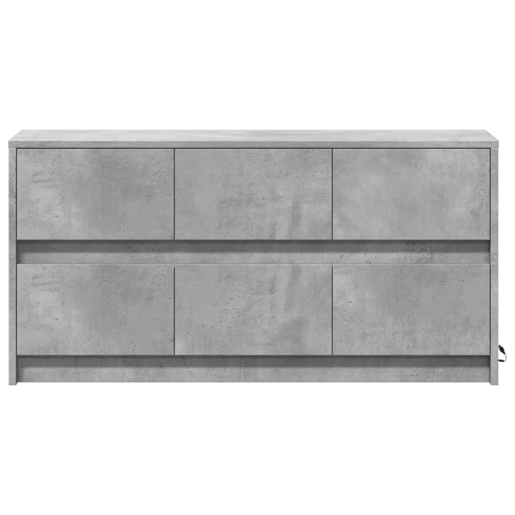 Modern Wooden 40 Inch TV Tele Stand Unit Cabinet With LED Lights & 6 Drawers