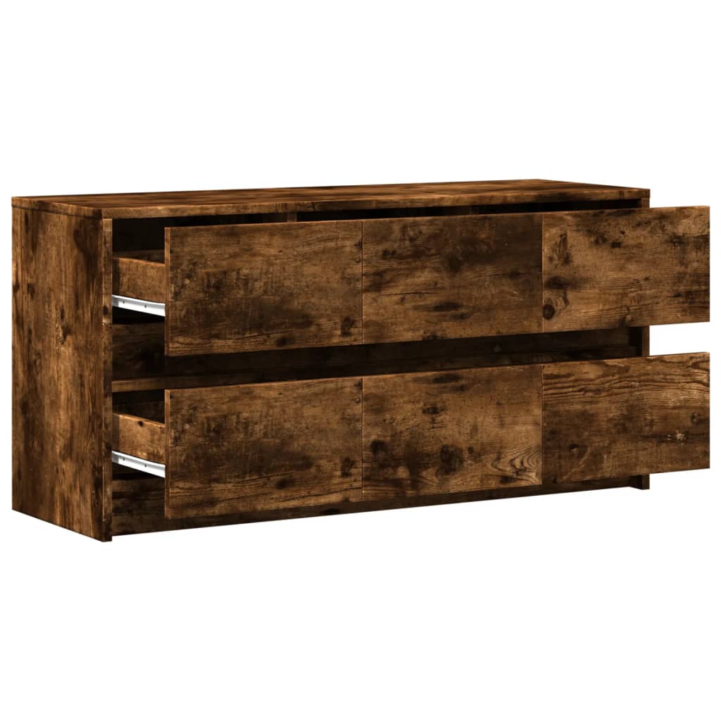 Modern Wooden 40 Inch TV Tele Stand Unit Cabinet With LED Lights & 6 Drawers
