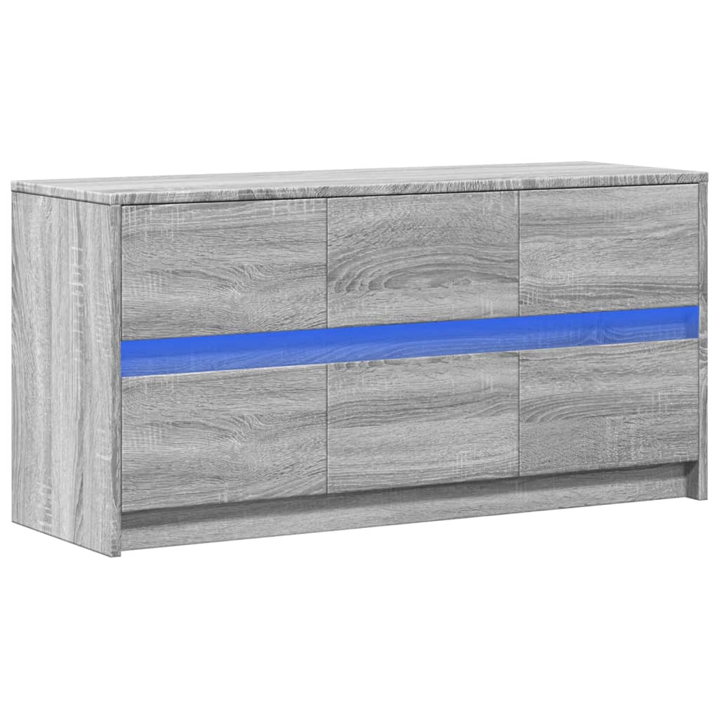 Modern Wooden 40 Inch TV Tele Stand Unit Cabinet With LED Lights & 6 Drawers