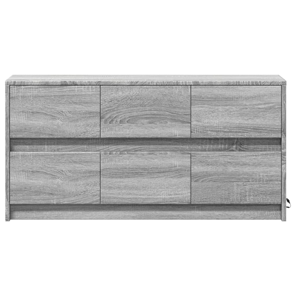 Modern Wooden 40 Inch TV Tele Stand Unit Cabinet With LED Lights & 6 Drawers