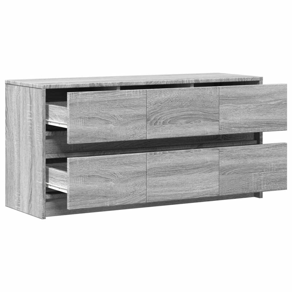Modern Wooden 40 Inch TV Tele Stand Unit Cabinet With LED Lights & 6 Drawers