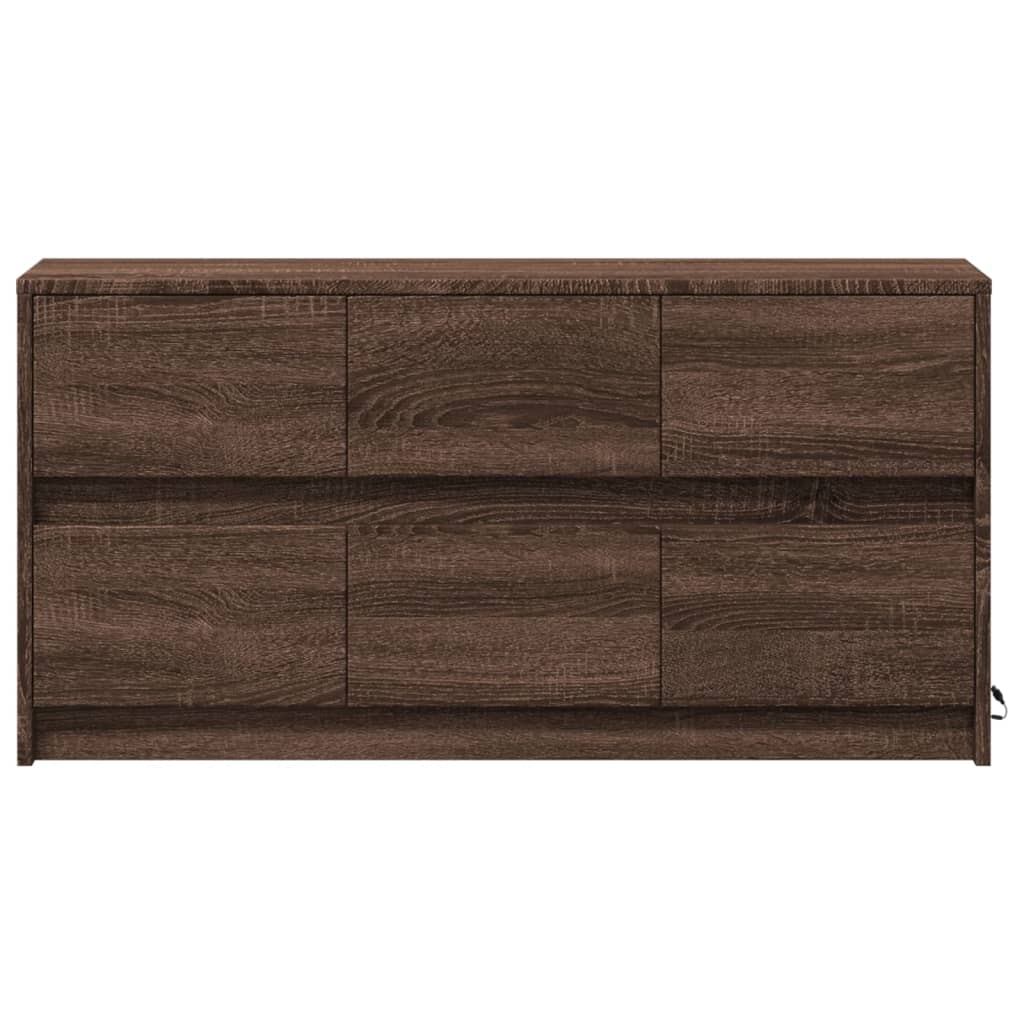 Modern Wooden 40 Inch TV Tele Stand Unit Cabinet With LED Lights & 6 Drawers