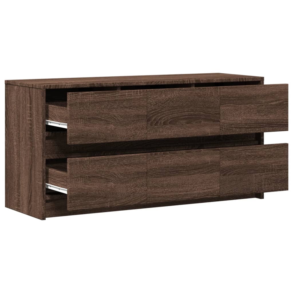 Modern Wooden 40 Inch TV Tele Stand Unit Cabinet With LED Lights & 6 Drawers