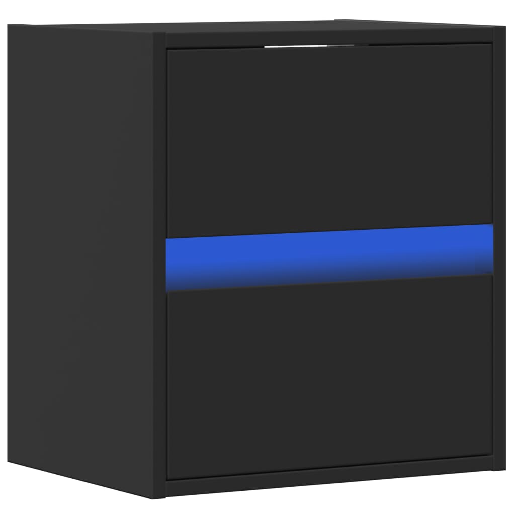 TV Wall Cabinet with LED Lights Black 41x31x45 cm