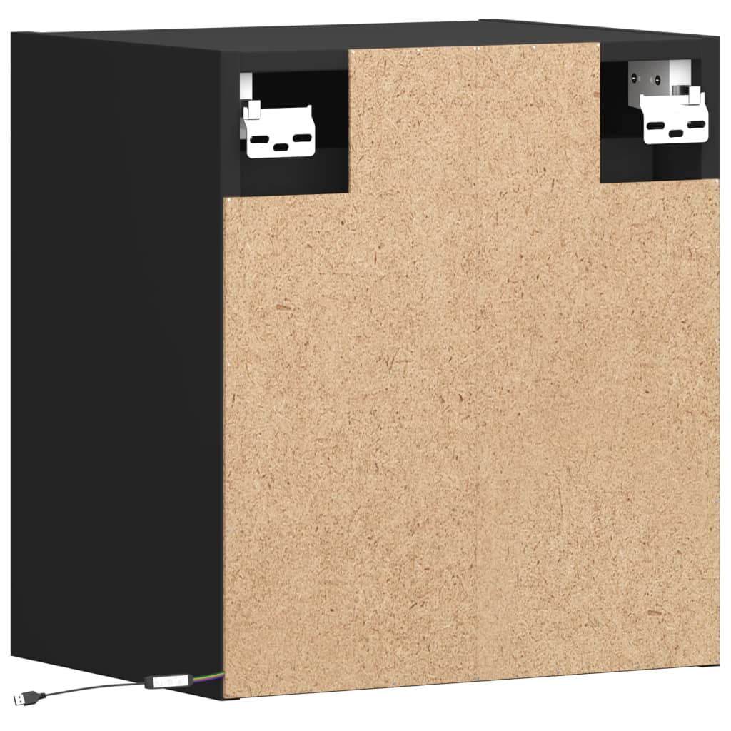 TV Wall Cabinet with LED Lights Black 41x31x45 cm