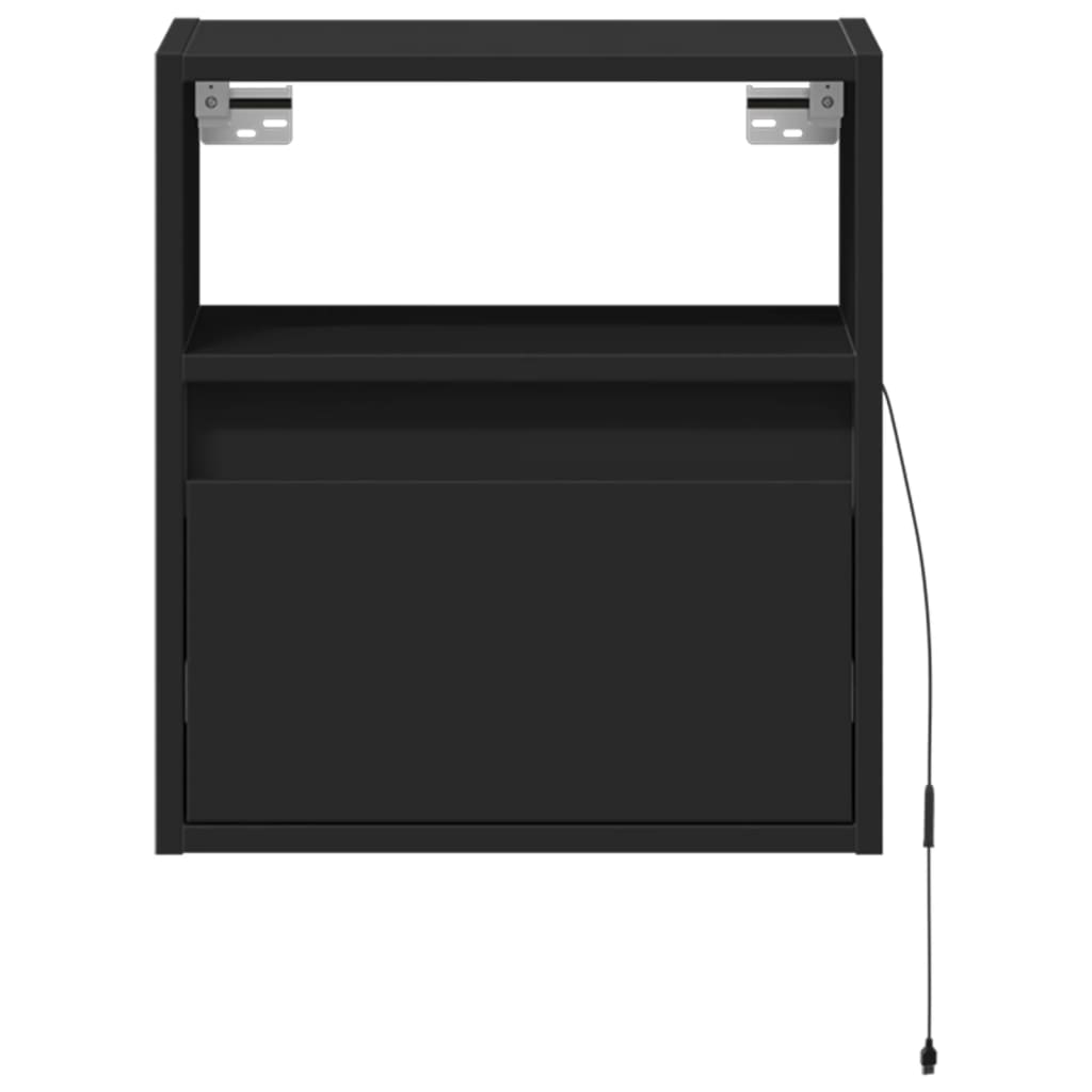 TV Wall Cabinet with LED Lights Black 41x31x45 cm