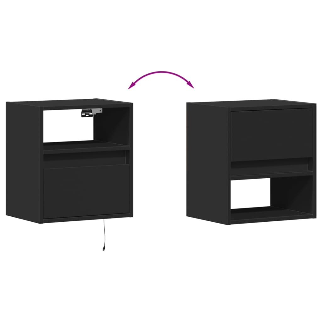 TV Wall Cabinet with LED Lights Black 41x31x45 cm