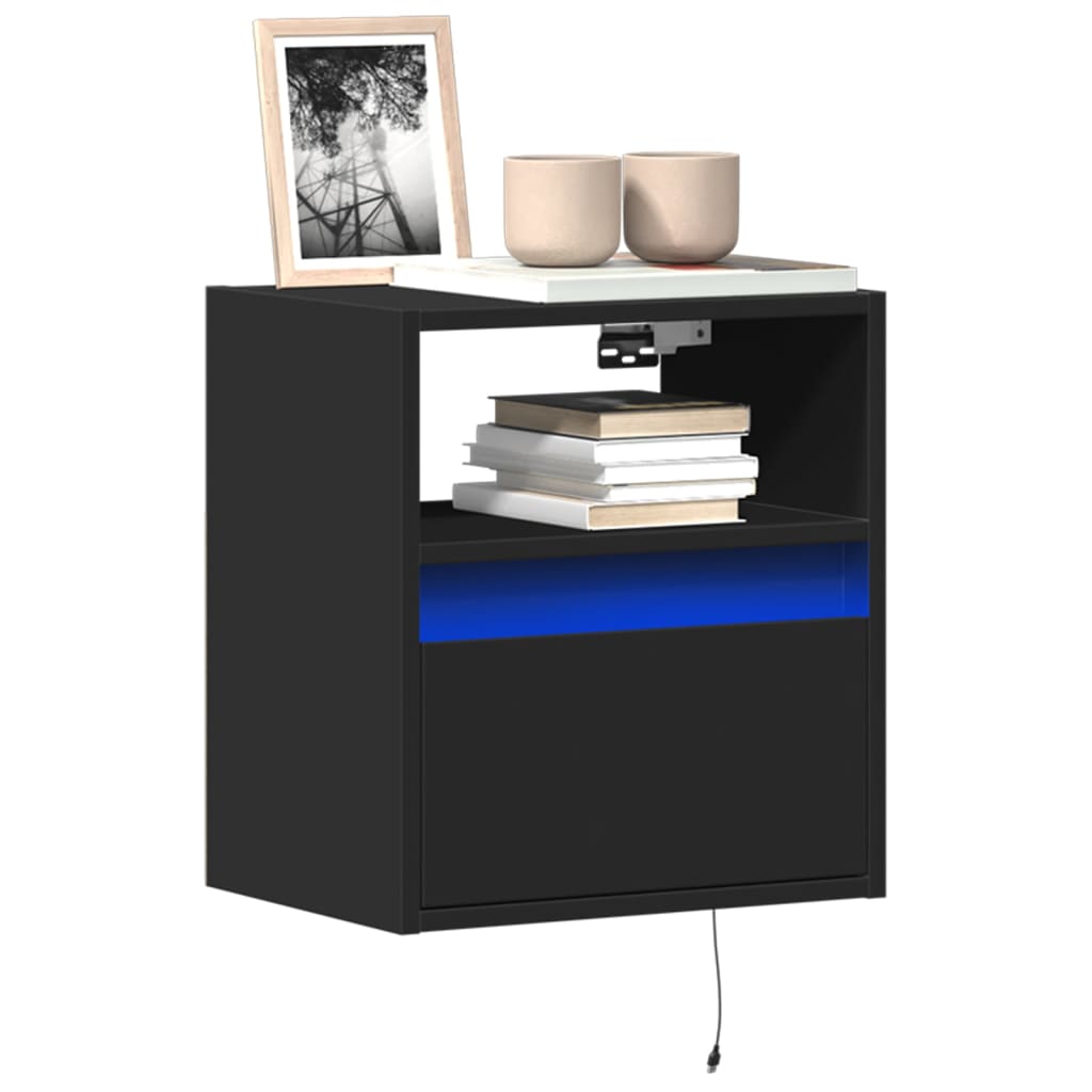 TV Wall Cabinet with LED Lights Black 41x31x45 cm