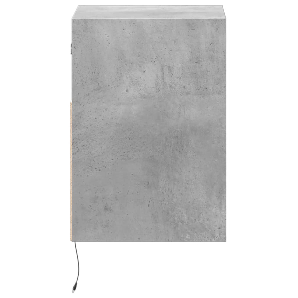 TV Wall Cabinet with LED Lights Concrete Grey 41x31x45 cm