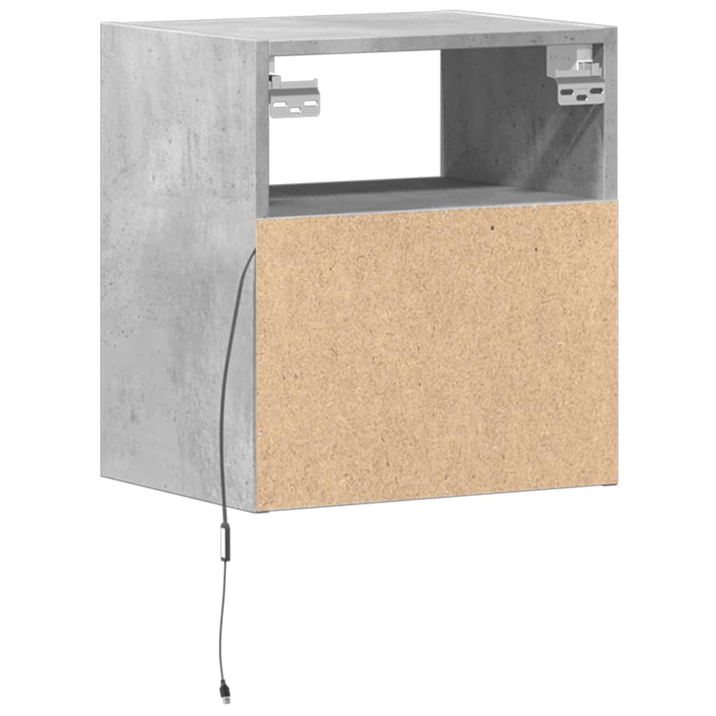 TV Wall Cabinet with LED Lights Concrete Grey 41x31x45 cm