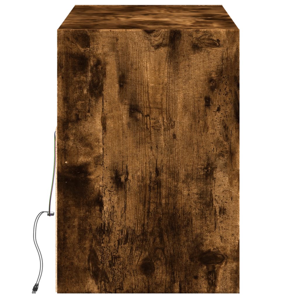 TV Wall Cabinet with LED Lights Smoked Oak 130x31x45 cm