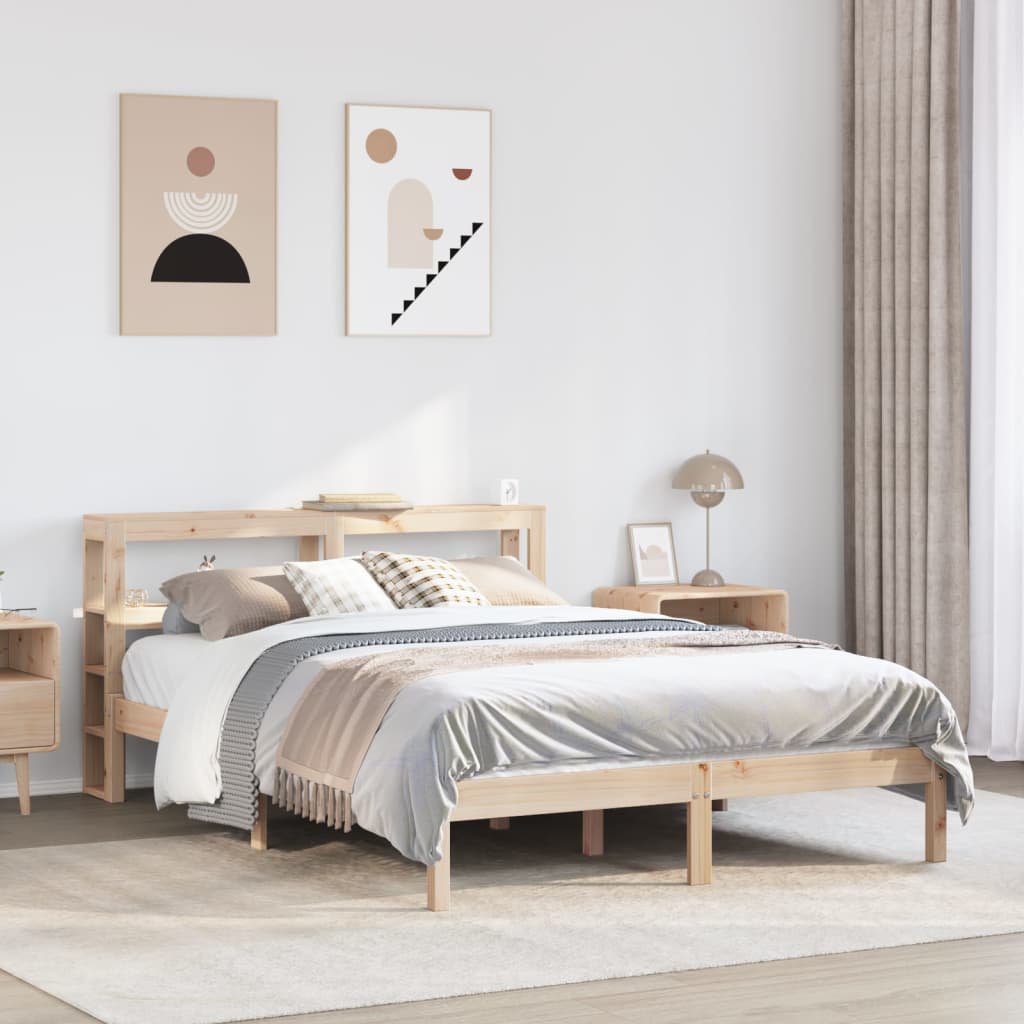 Bed Frame without Mattress 140x190 cm Solid Wood Pine