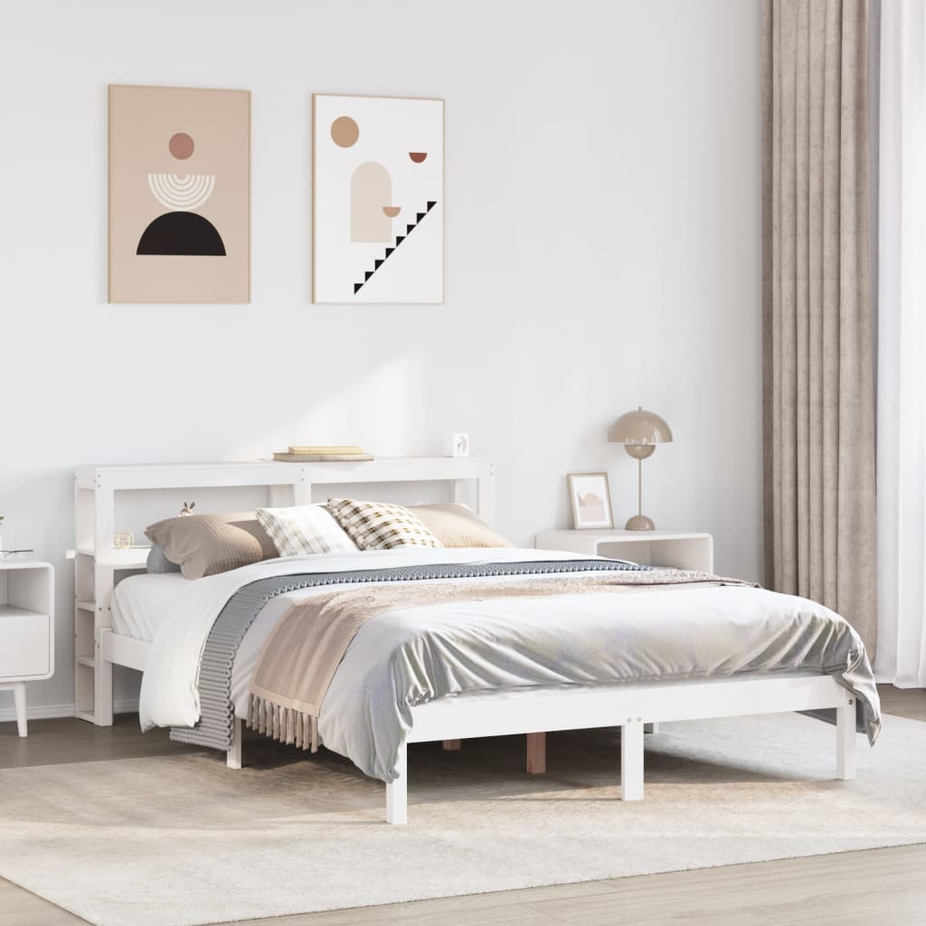 Bed Frame without Mattress White 160x200 cm Solid Wood Pine