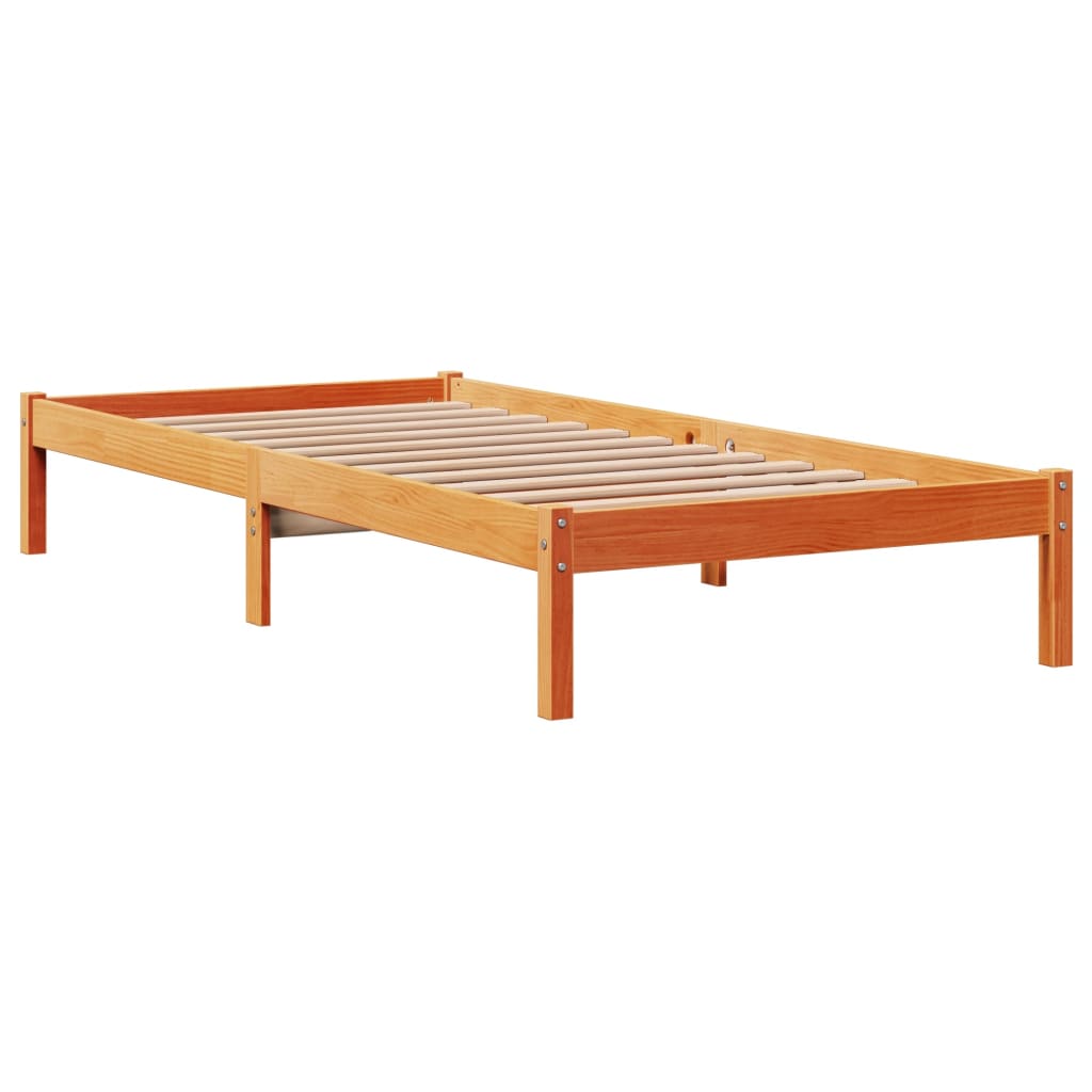 Bed Frame with Headboard without Mattress Wax Brown 75x190 cm Small Single