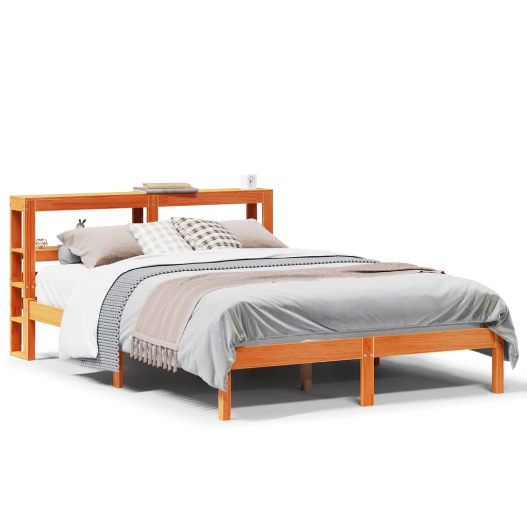 Bed Frame with Headboard without Mattress Wax Brown 150x200 cm King Size
