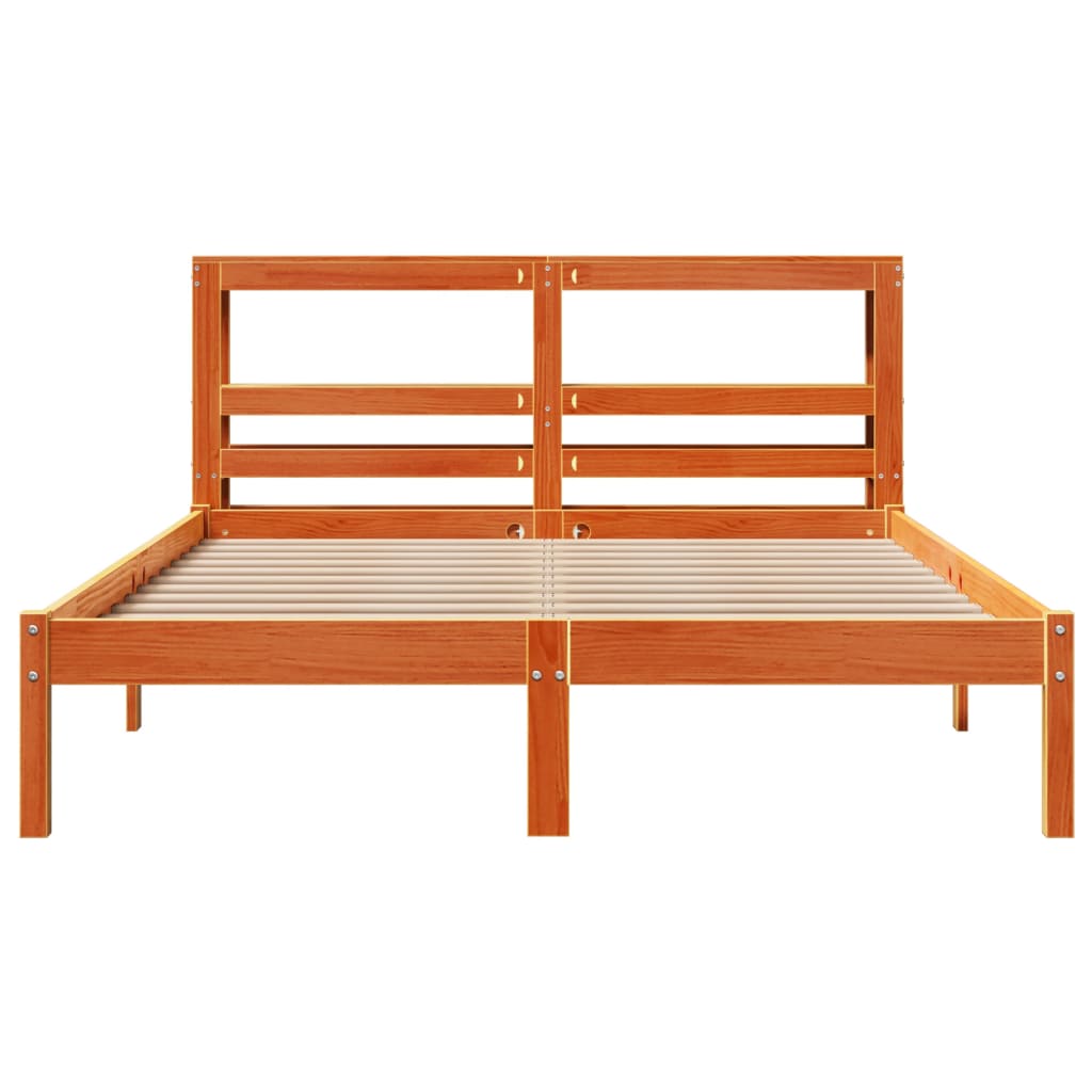 Bed Frame with Headboard without Mattress Wax Brown 150x200 cm King Size