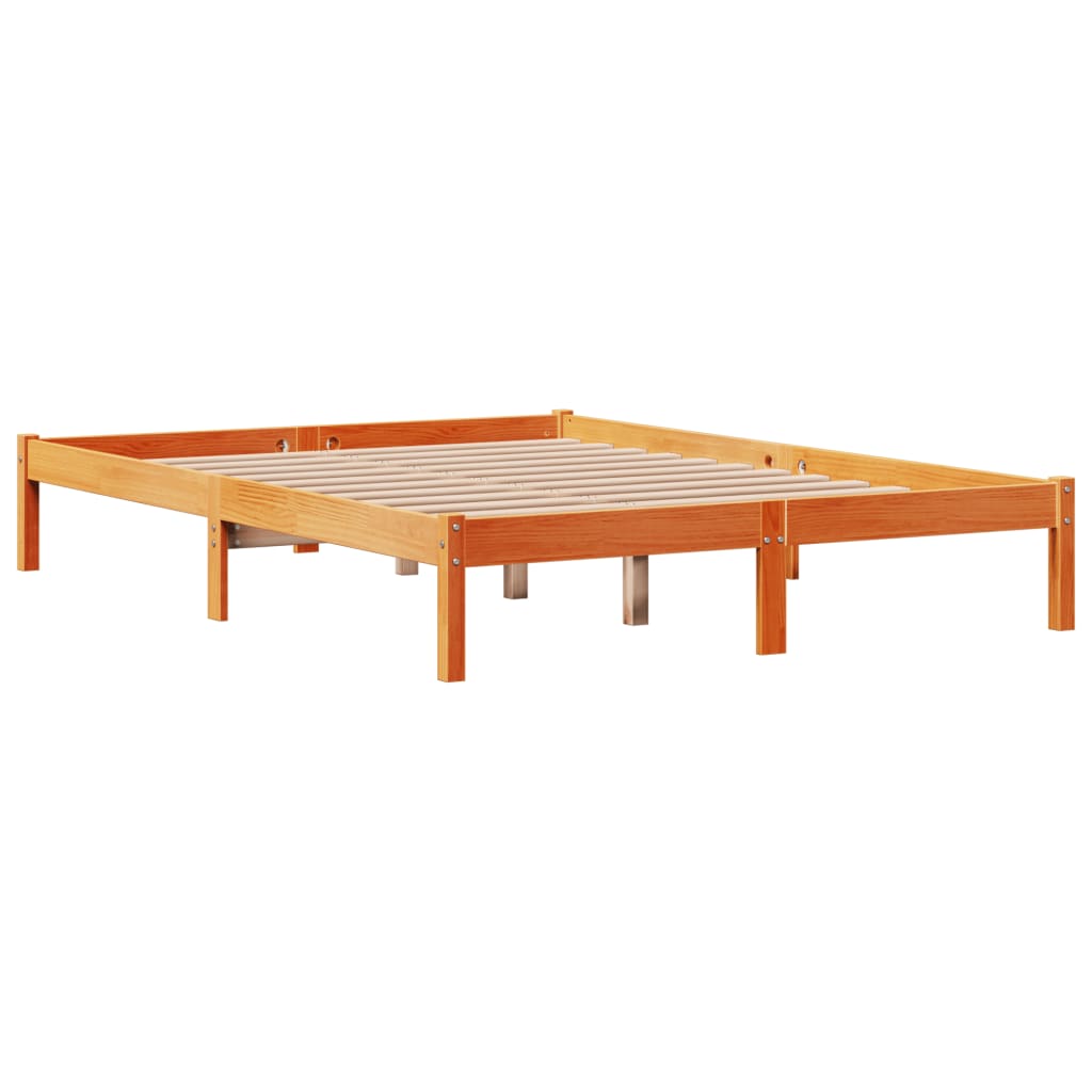 Bed Frame with Headboard without Mattress Wax Brown 150x200 cm King Size